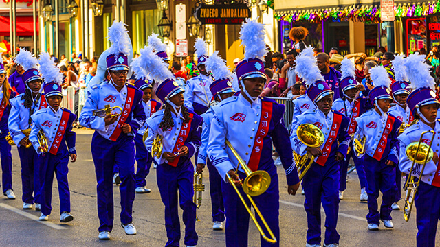 Mardi Gras marching band in New Orleans